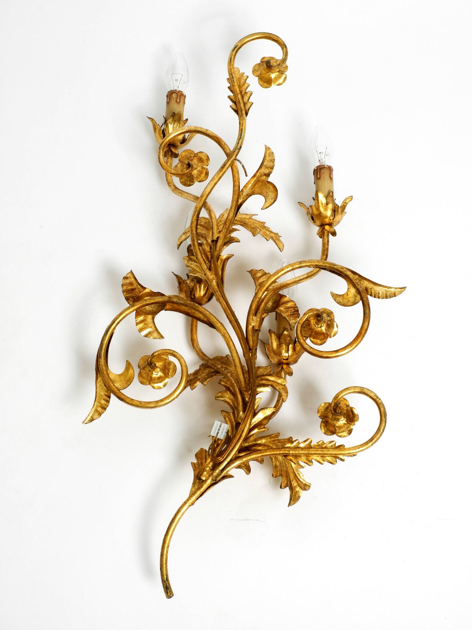 XL 1960s Italian gold-plated wall lamp with four sockets | heigh 80ccm