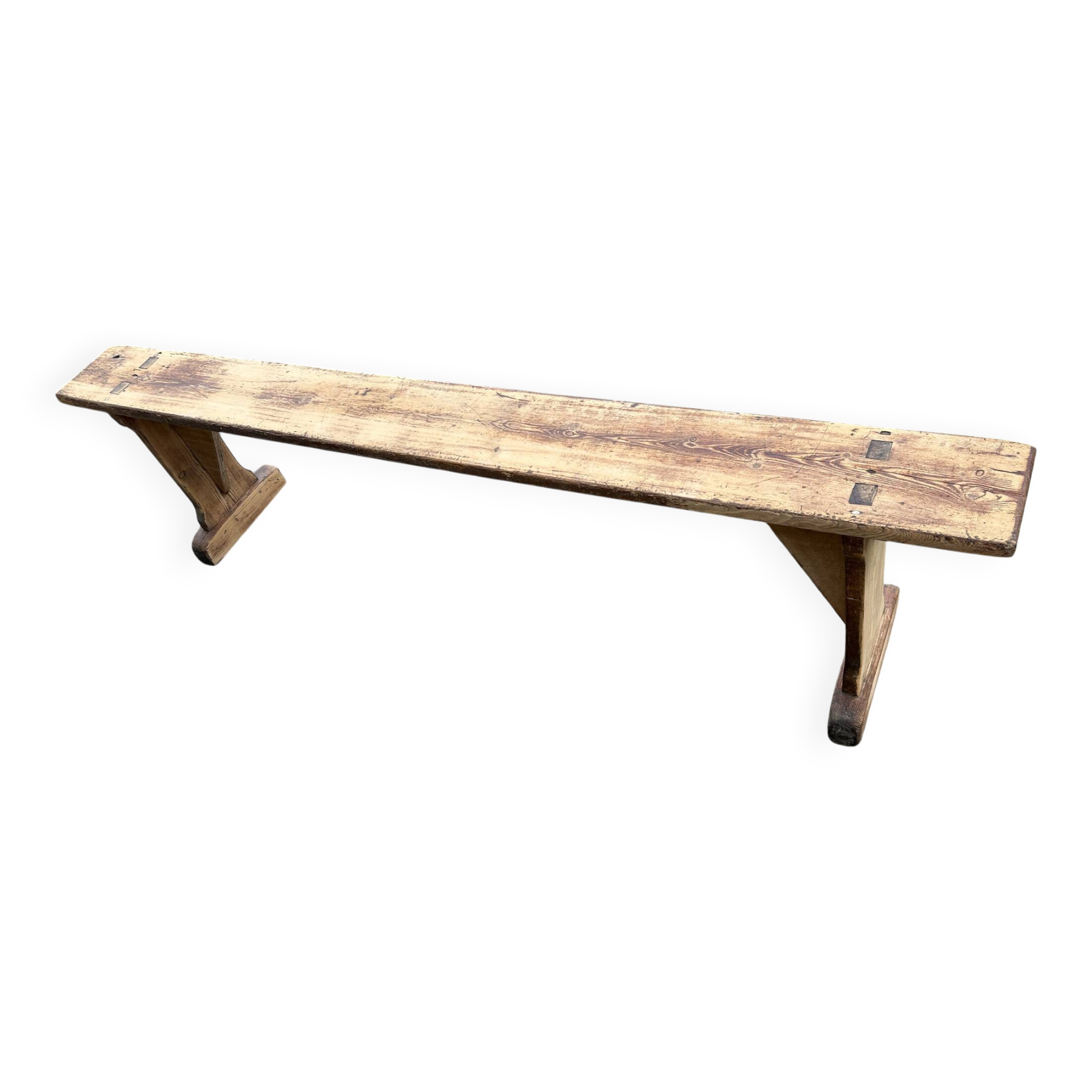 Large wooden bench, red oak, early 20th century.