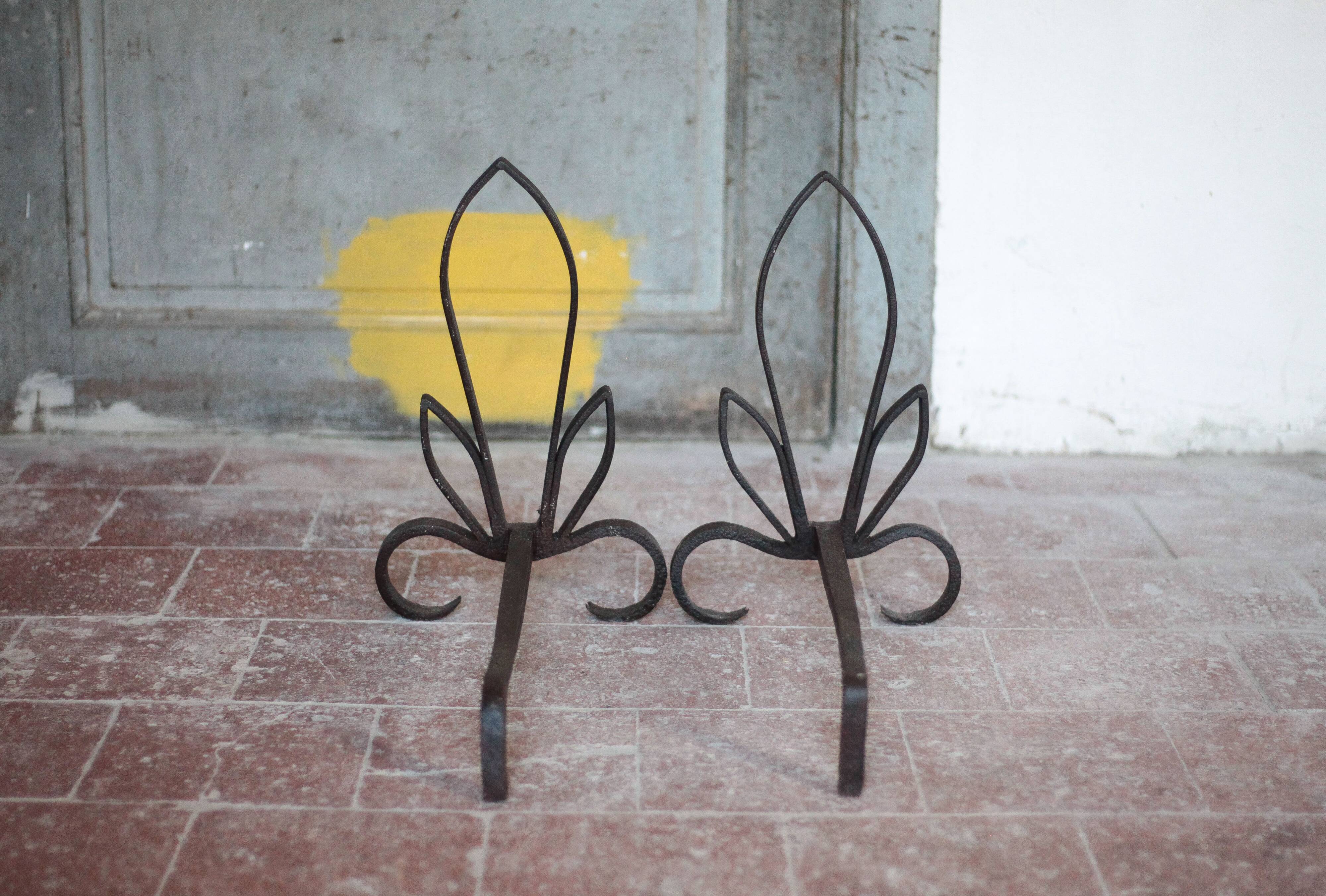 Vintage andirons, pair of andirons, fireplace accessory