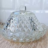 Chiseled glass butter tray
