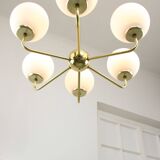 Mid-century Upward Sputnik Golden Chandelier, 60s