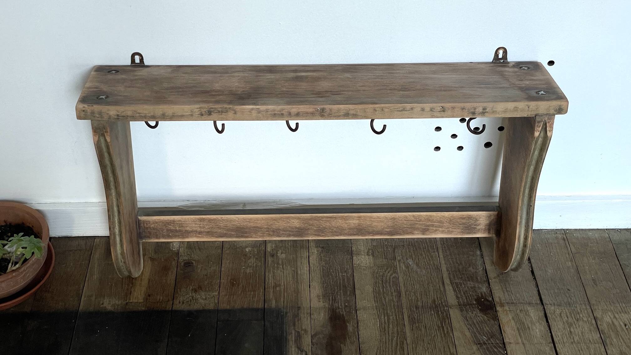 ETAGERE Vintage 5 Crochets BOIS Brut