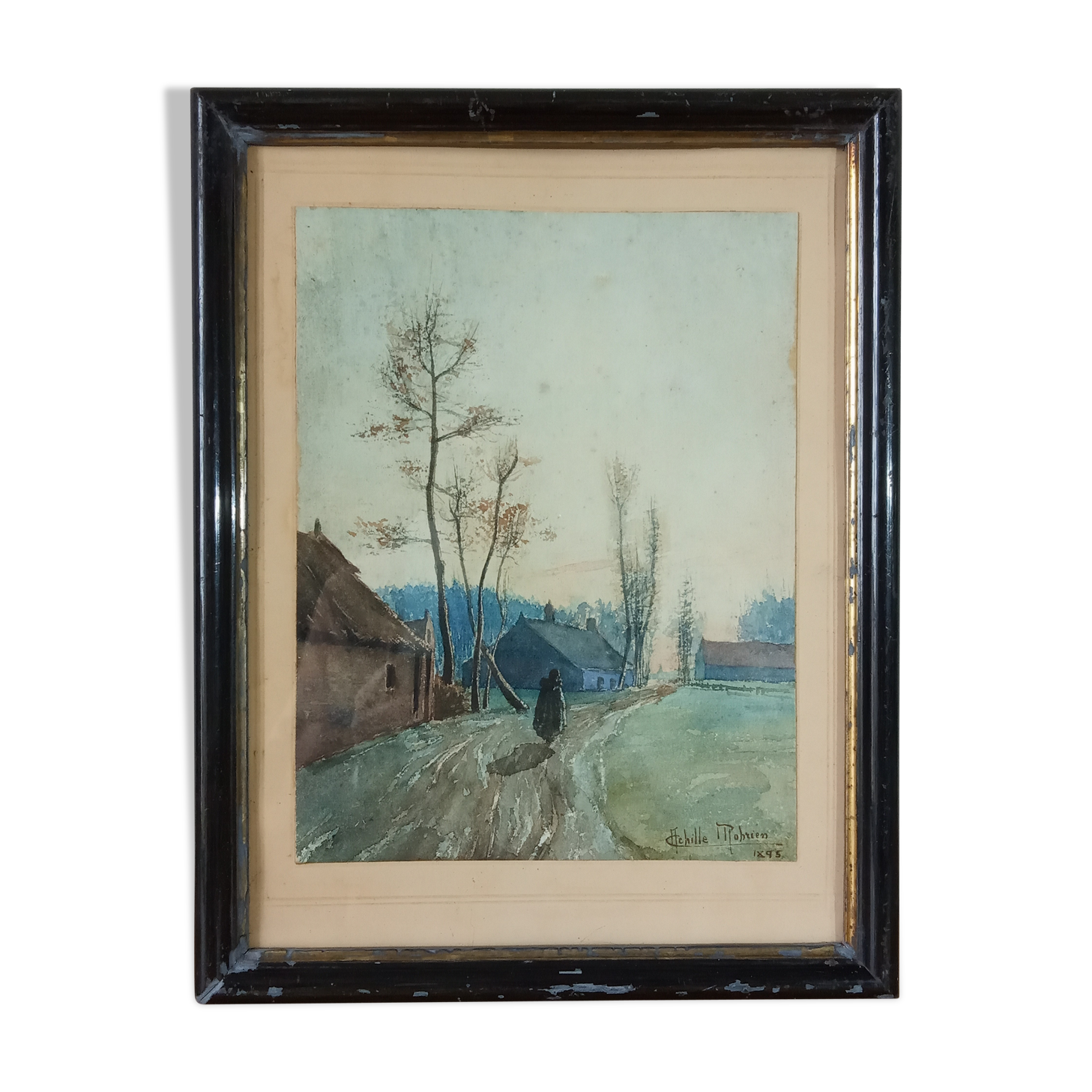 Landscape painting by Achille Mohrien 1895