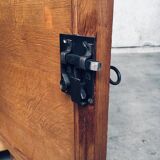 Brutalist Handcrafted Oak 2 Door Cabinet, Belgium, 1950s