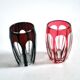 SAINT-LOUIS set of 2 crystal double overlay red engraved shooter glasses