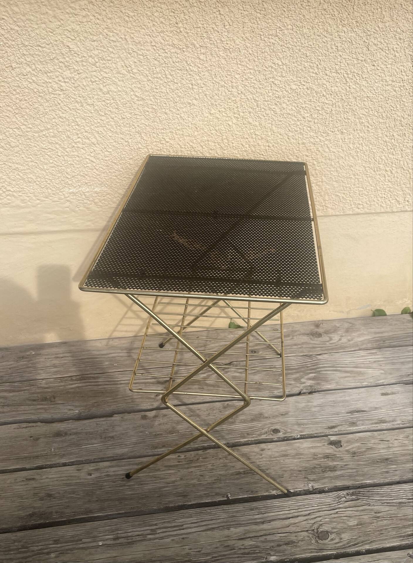 Vintage side table magazine rack