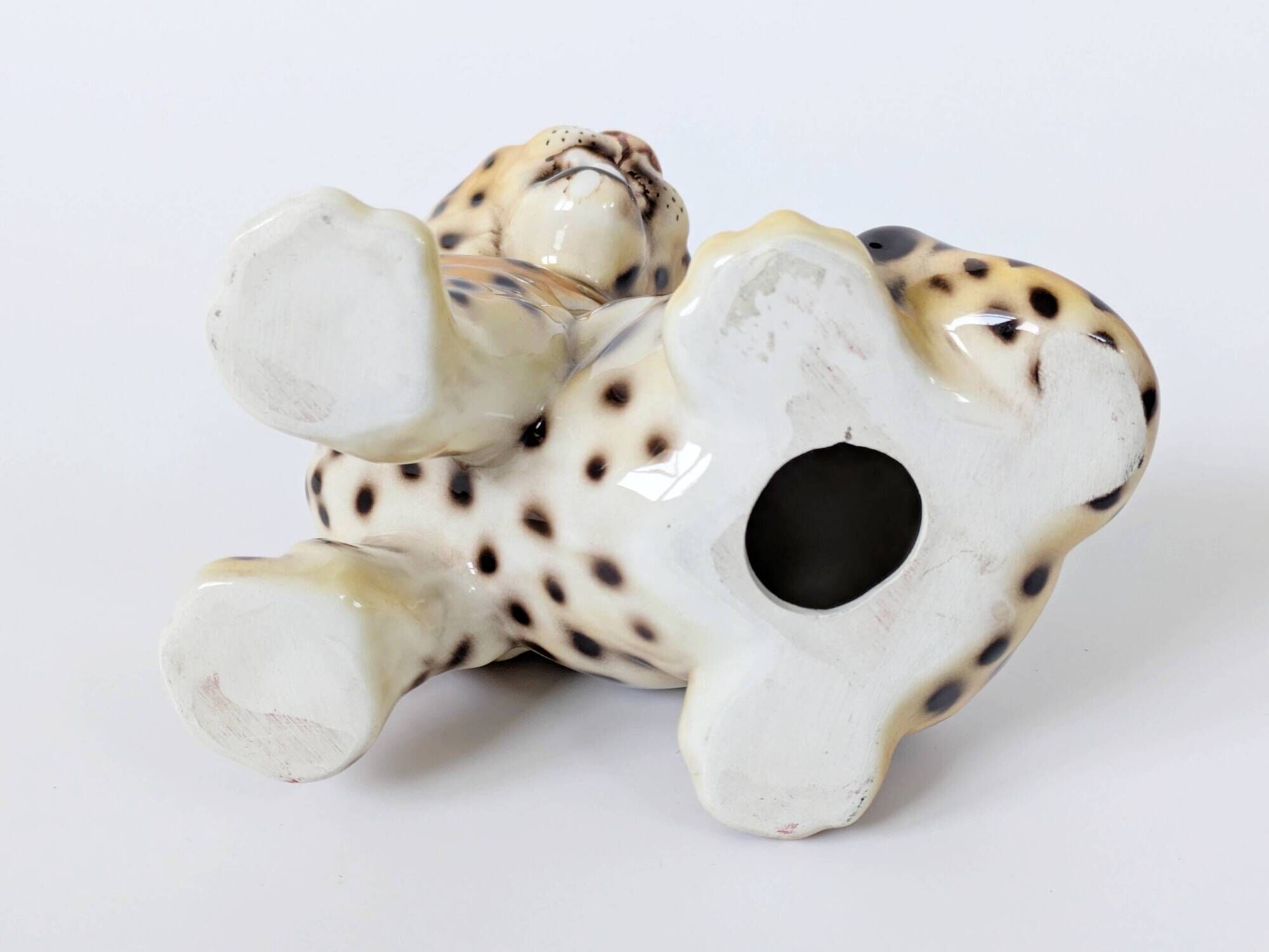 Porcelain leopard statuette, Ronzan, Italy, 1950s