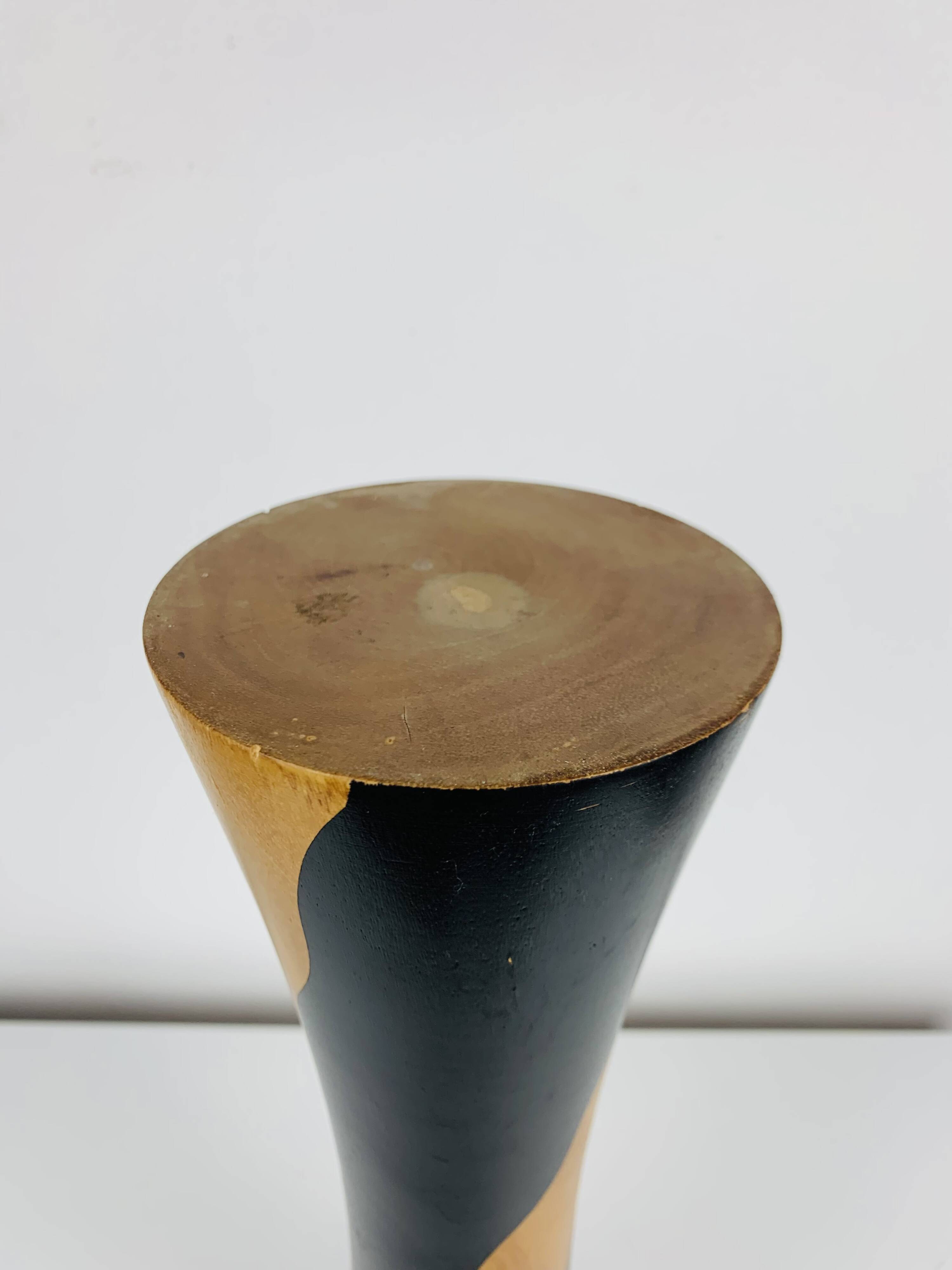 Vase diabolo bois vintage