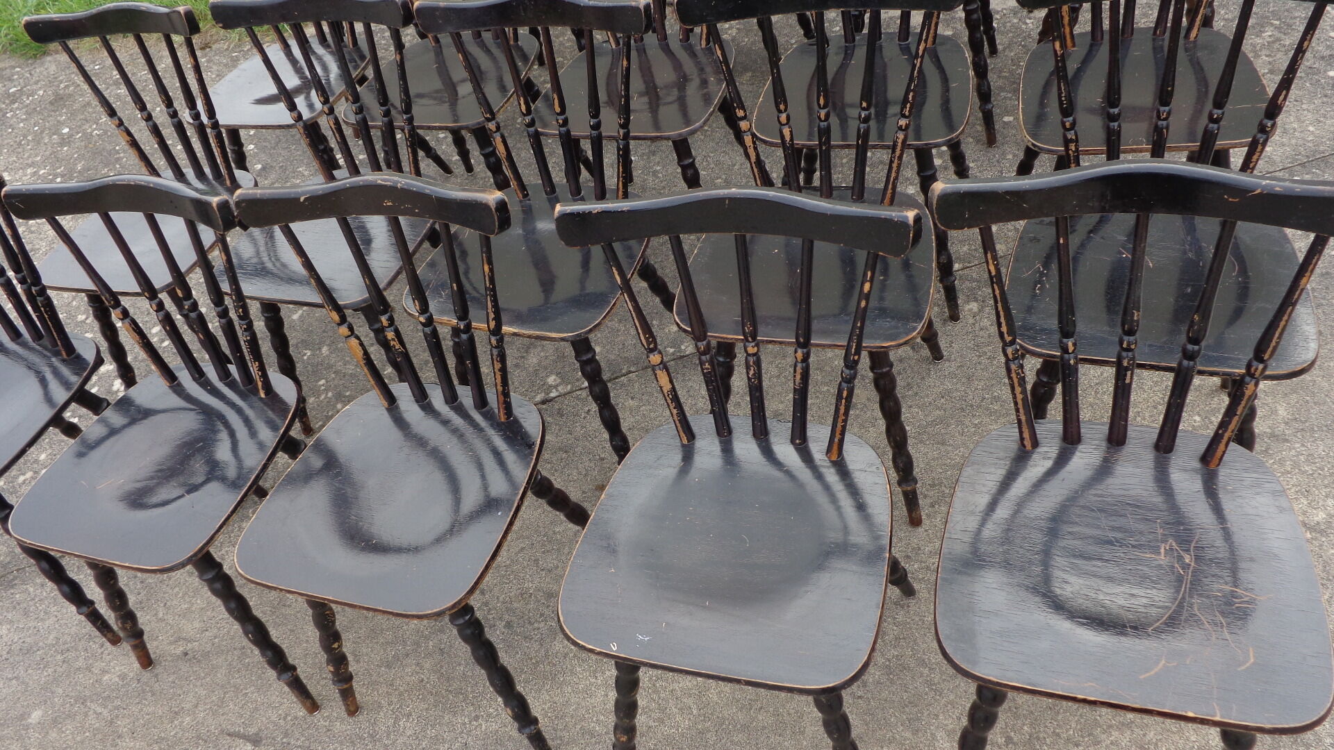 Set of 20 black bistro chairs