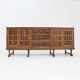 Buffet brutaliste espagnol en bois massif et marbre