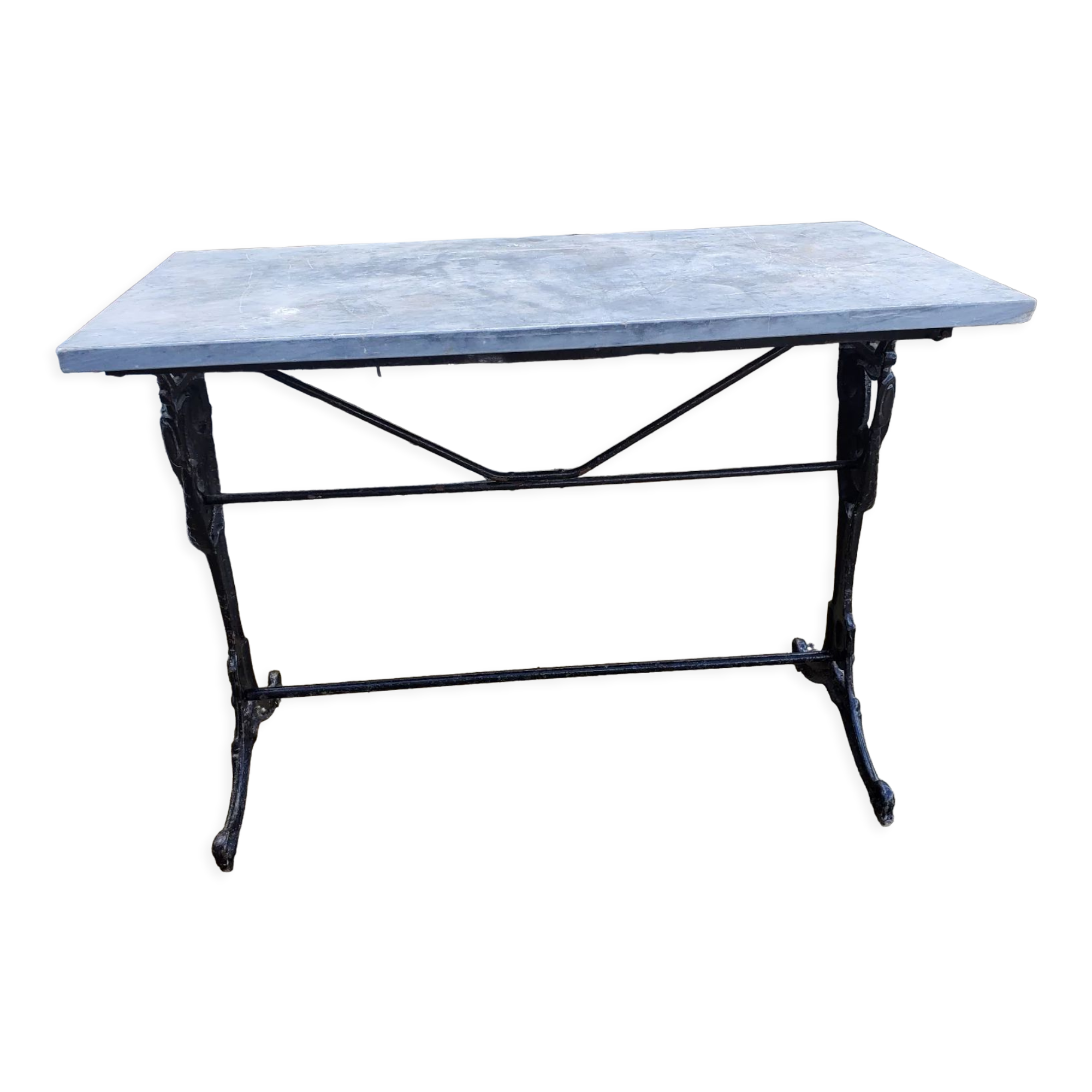 Table pied fonte dessus marbre gris