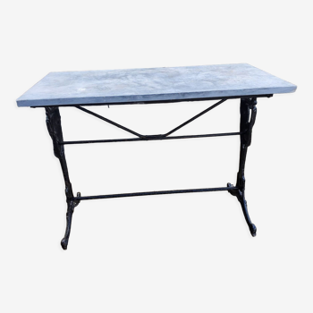 Table foot cast iron top gray marble