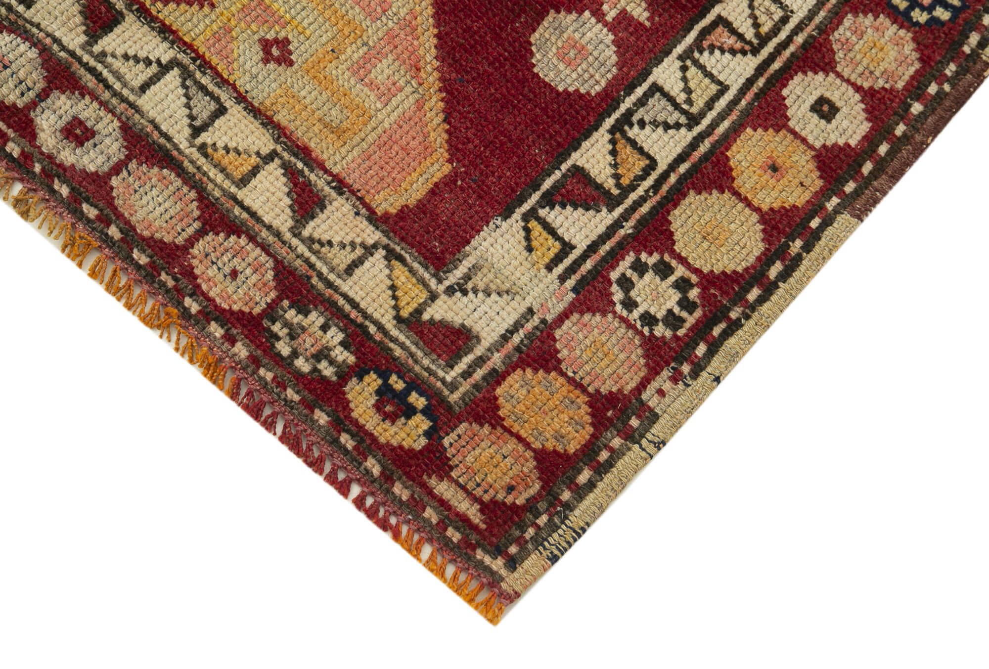 Handwoven vintage anatolian red runner carpet 89 cm x 384 cm