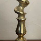 Pair of twisted solid brass candle holders