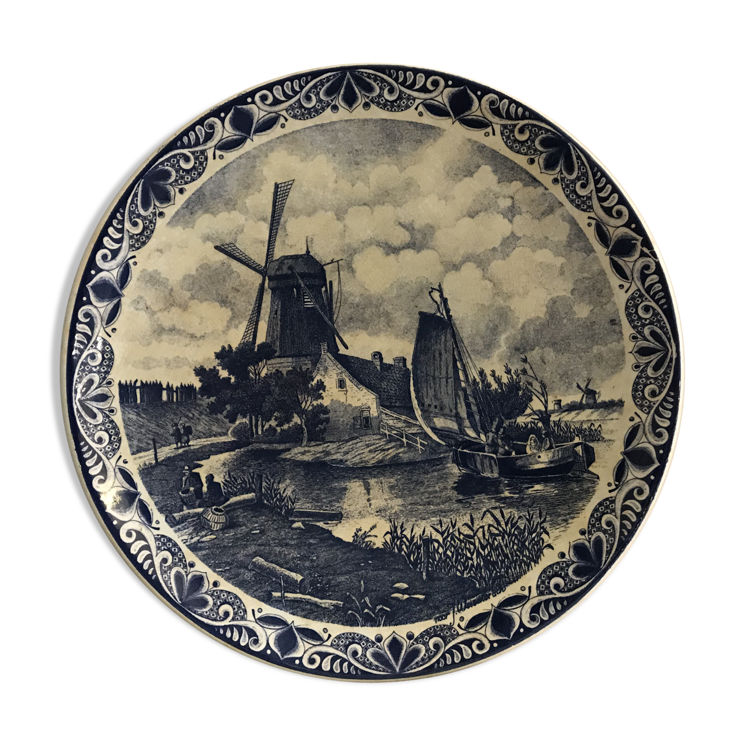 Blue dish in earthenware Delft Holland