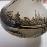 White opaline vases black drawings