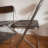 Set of 2 smoked Plexiglas chairs