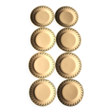 A set of 8 small plates Terre de Fer flowers green Choisy le Roi