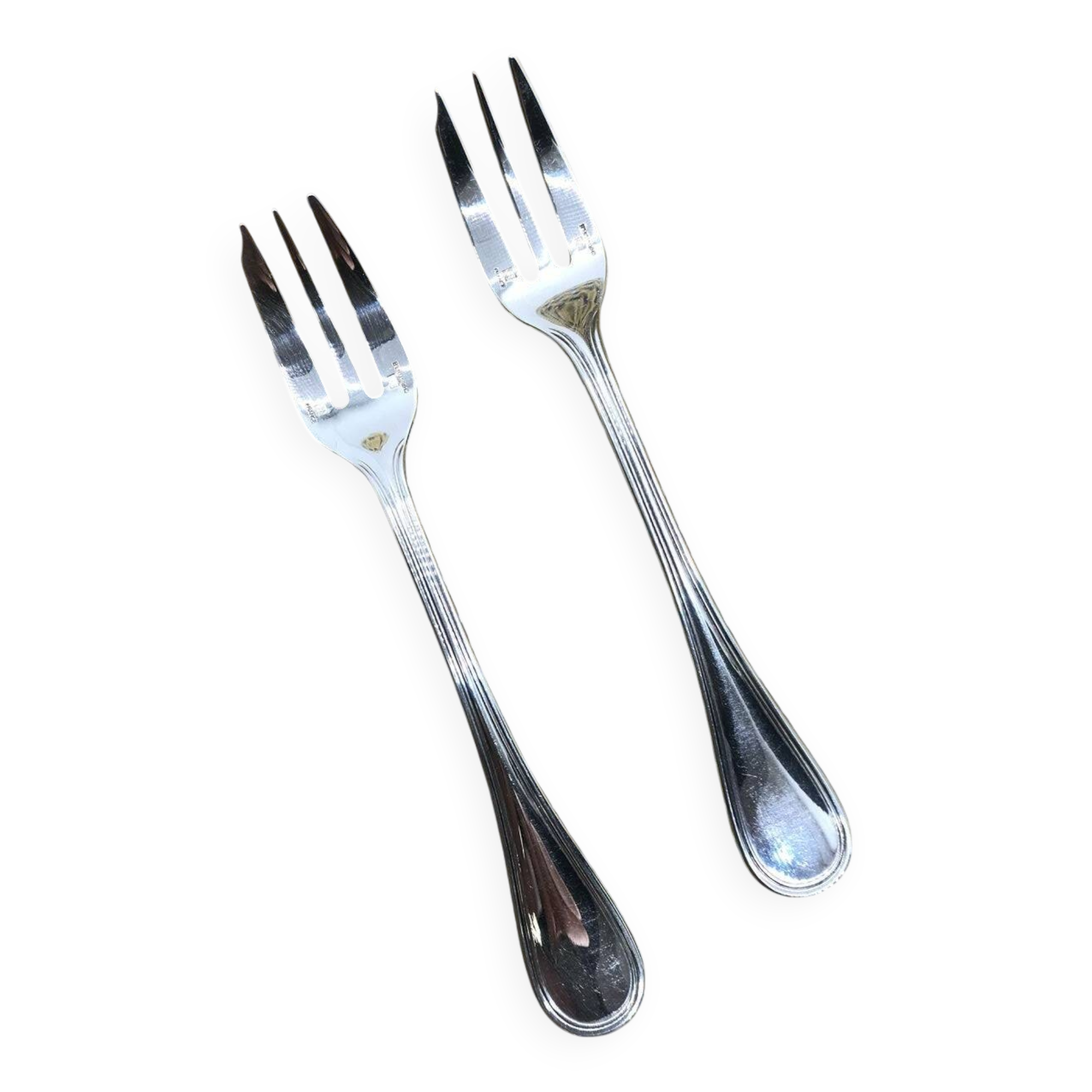 Pair of Christofle silver-plated cake forks, Albi model