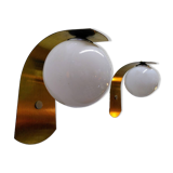 Vintage opaline and brass wall lights
