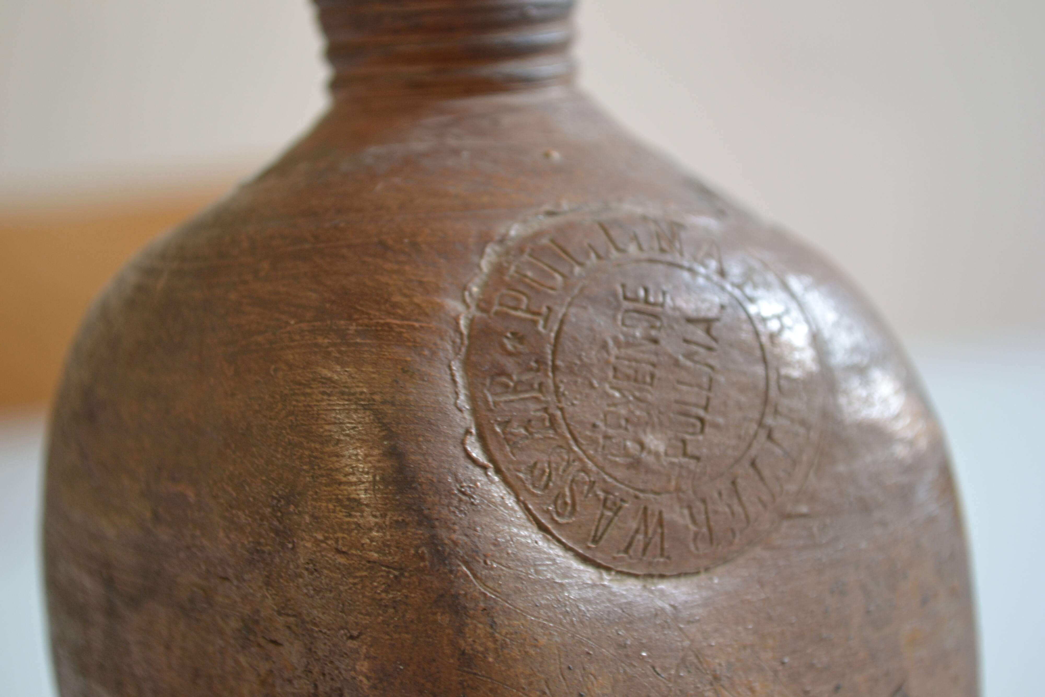 old stoneware bottle "Pullnaer Bitter Wasser" Germany circa 1850