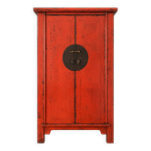Antique Chinese Red Lacquer Cabinet – Traditional Wedding-Style Cupboard