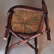 Pair of wicker corner armchairs in mahogany, Jugendstil, 1900.