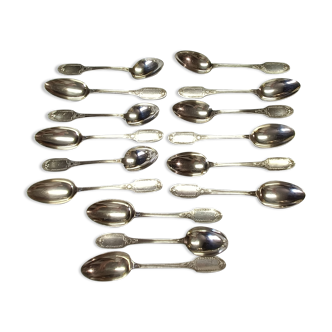 set of 15 teaspoons and 15 dessert forks in Puiforcat Empire style
