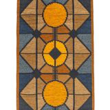 Scandinavian 20th century modern flat weave rug by Britta Swefors. 212 X 13