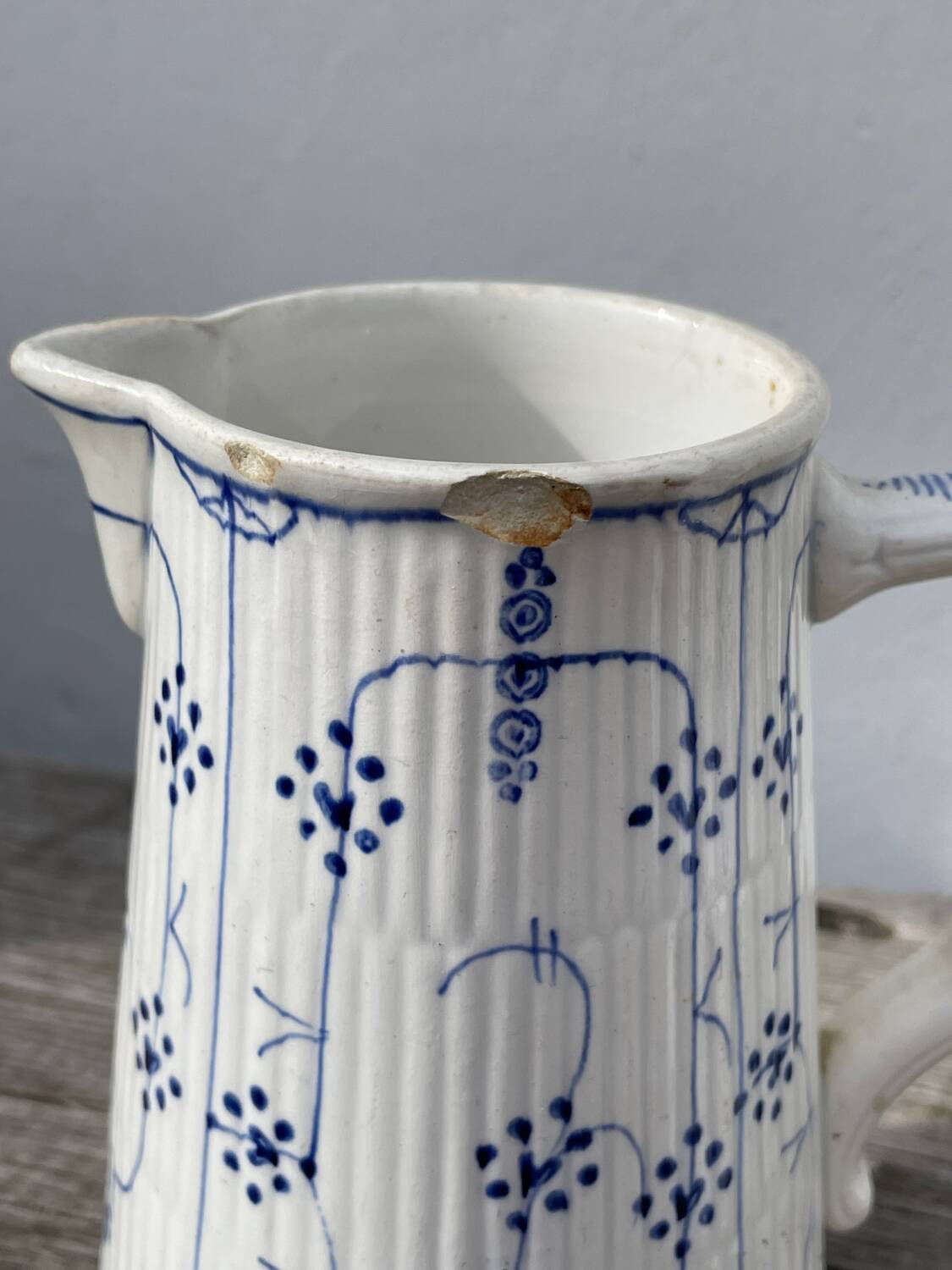 Antique Digoin Sarreguemines blue and white tea set