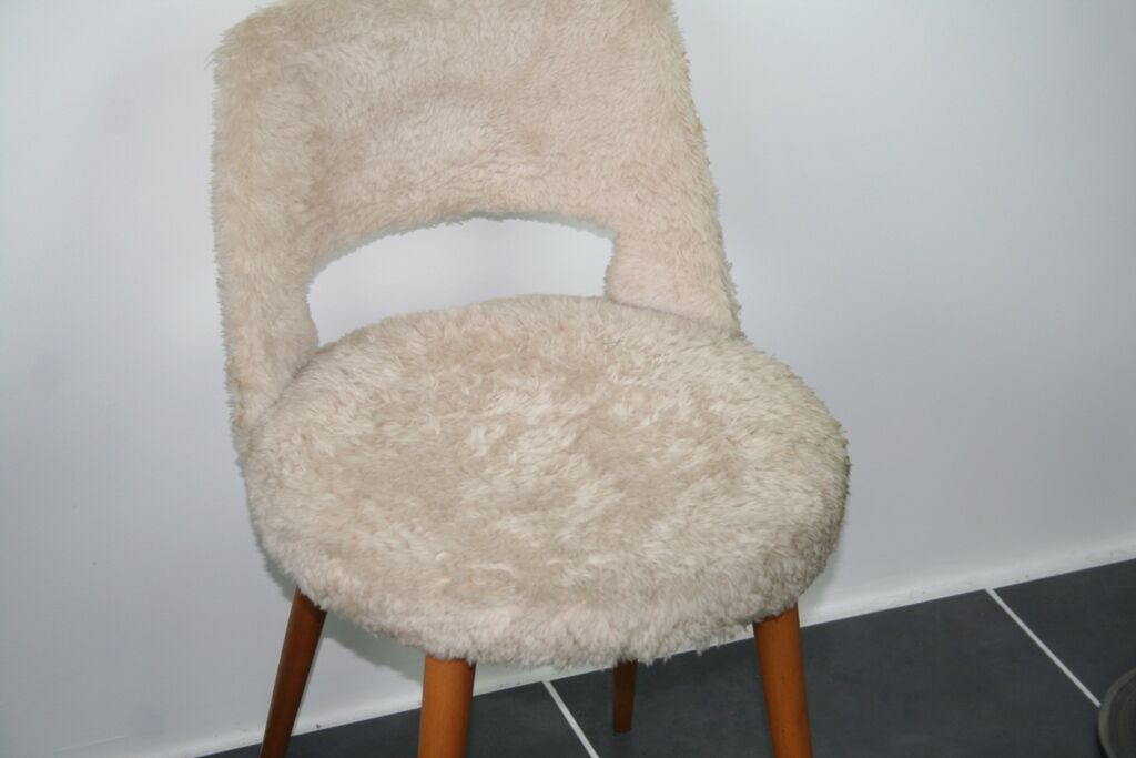Vintage white barrel chair compass feet 1960