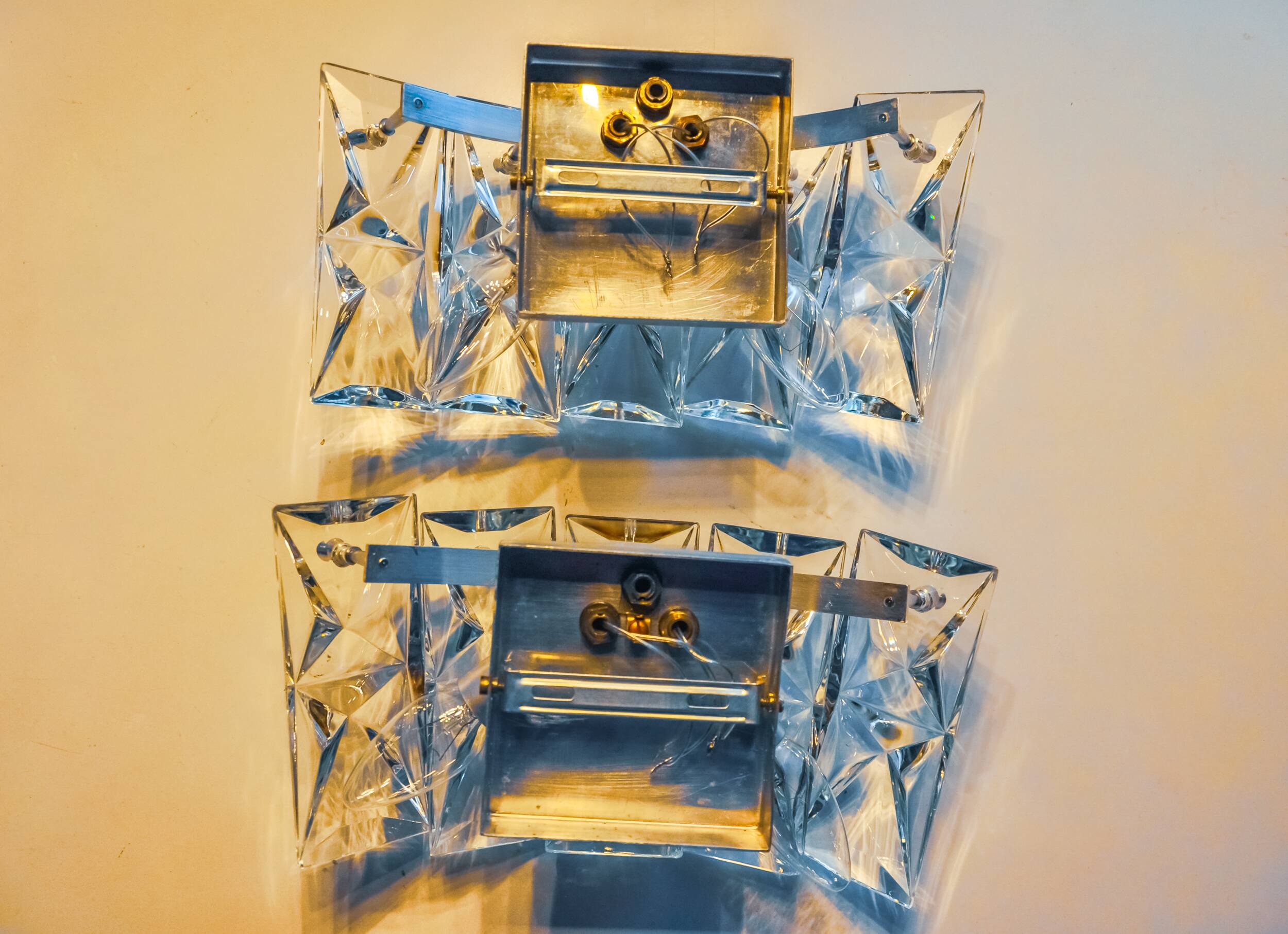 Pair of Kinkeldey sconces, cut crystals, Germany, 1970