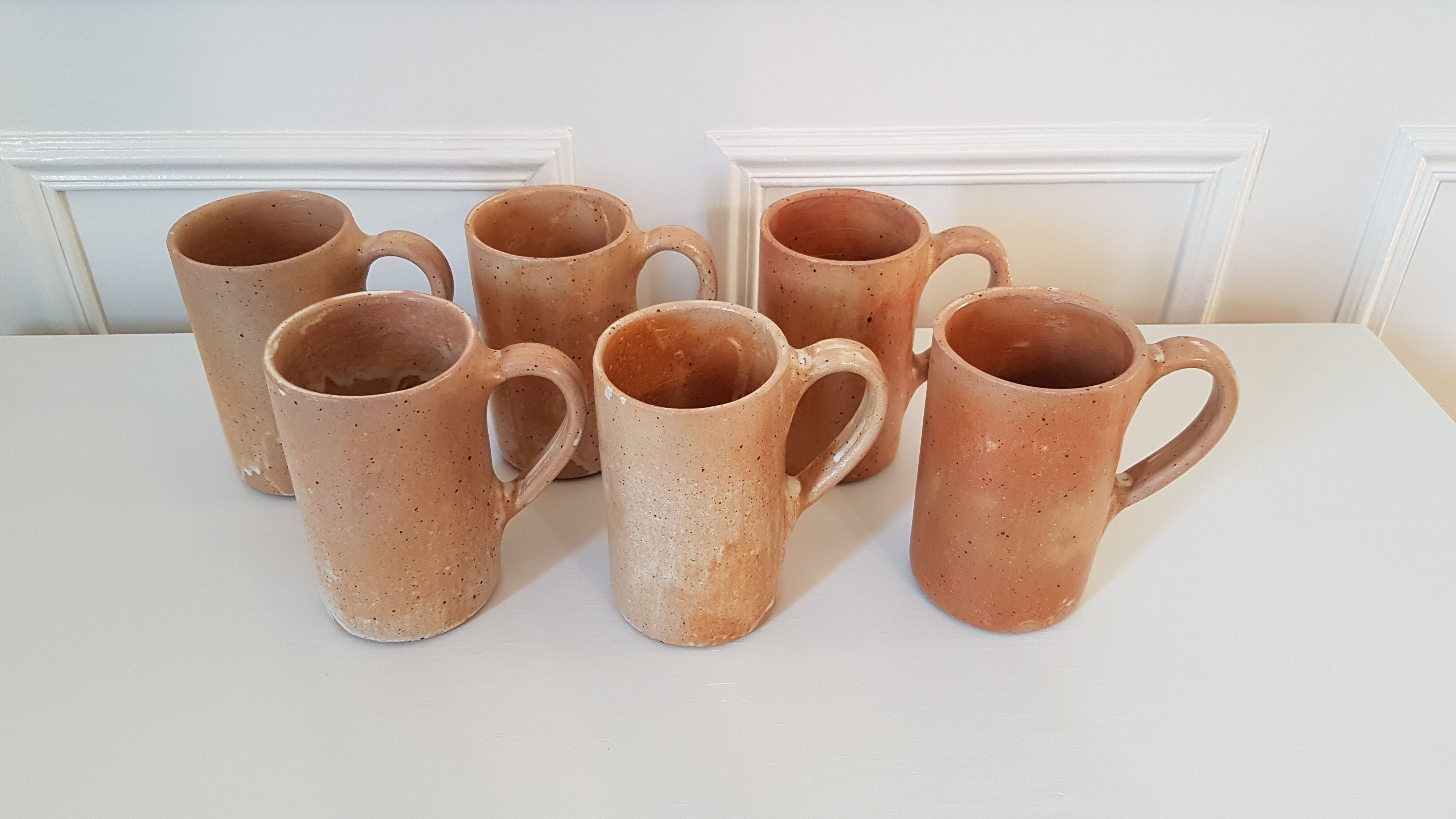 Set of 6 large sandstone mugs