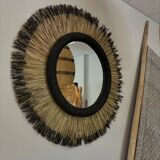 Handmade wall mirror made of natural fibers – bohemian chic style