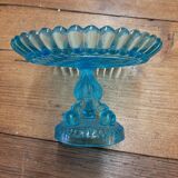 Coupe sur pied  verre bleu