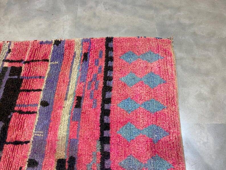 Moroccan pink wool rug 300cm x 150cm