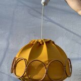 Wooden rattan and fabric suspension