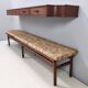 Entryway Set of Wall Mirror, Walnut Console and Bench by Brugnoli, Italy
