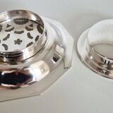 Antique butter dish in the Coquillor style, made of silver-plated metal.