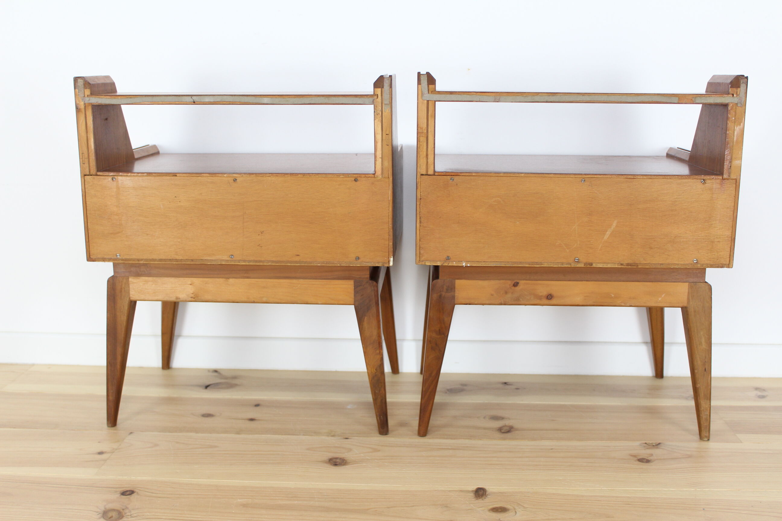 Pair of bedside tables or wooden nightstand, mid century, Scandinavian