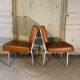 Pair of modernist low chairs in skai camel vintage 60s/70s