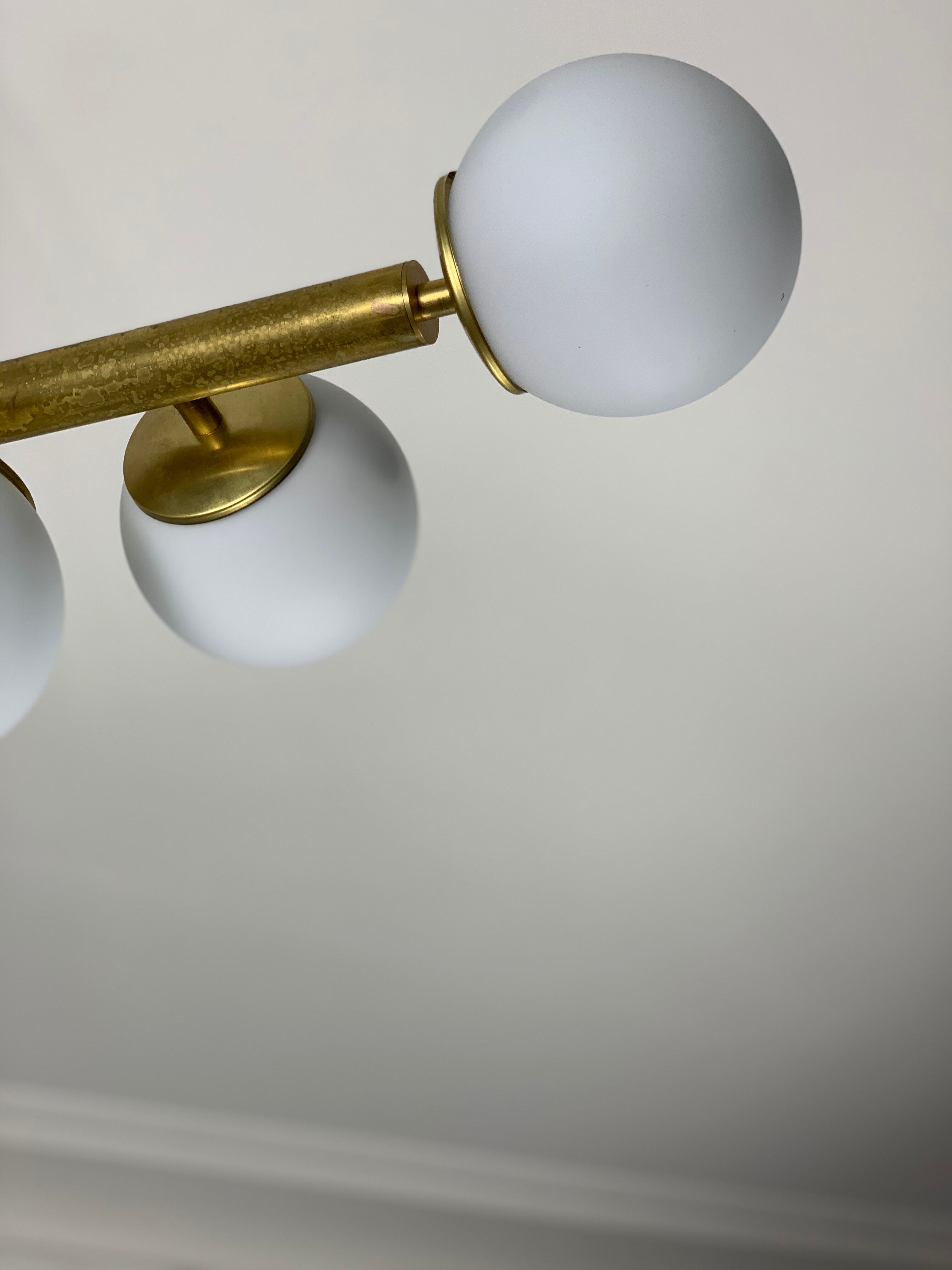 Italian opalglass and brass bubble lamp 1950