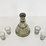 Art deco Glass Carafe with six glasses,Bohemia,1930's.