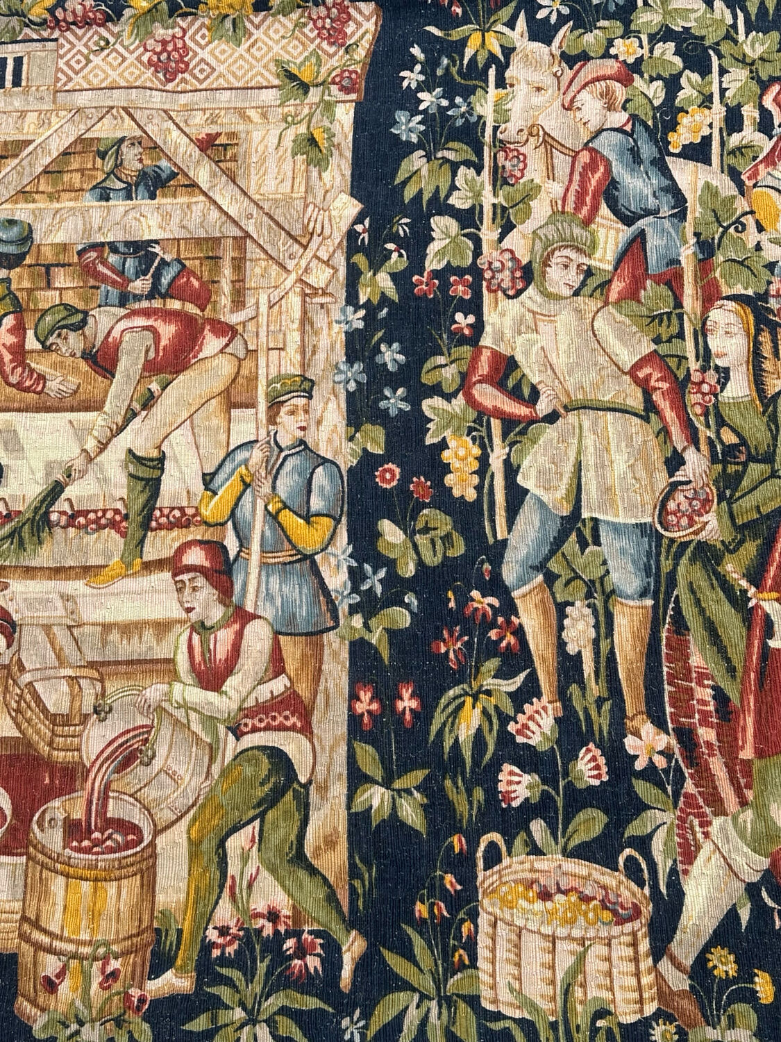 Tapisserie vintage sérigraphiée à la main "les vignerons"