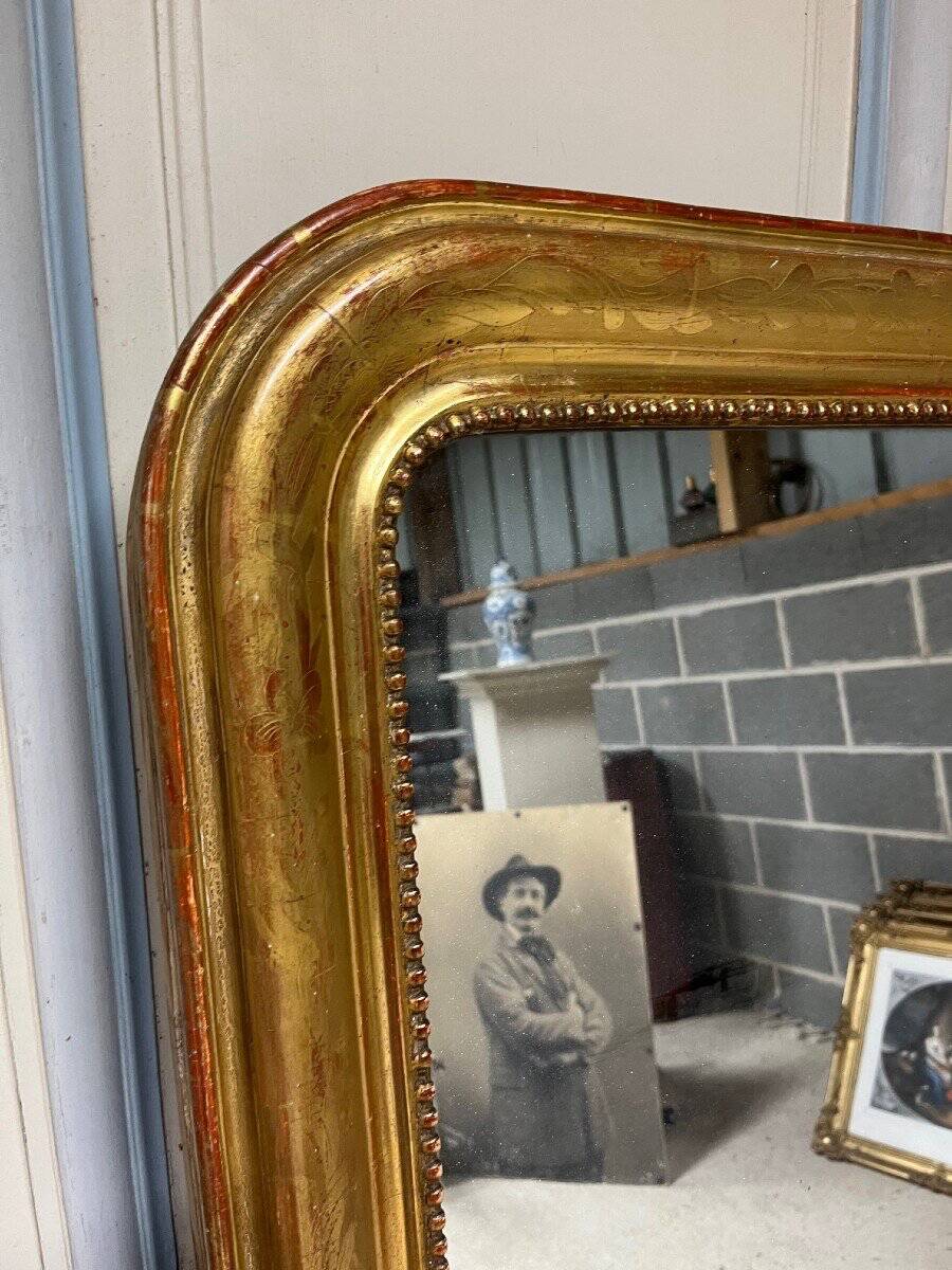 Large Louis Philippe Style Gilded Stucco Fireplace Mirror