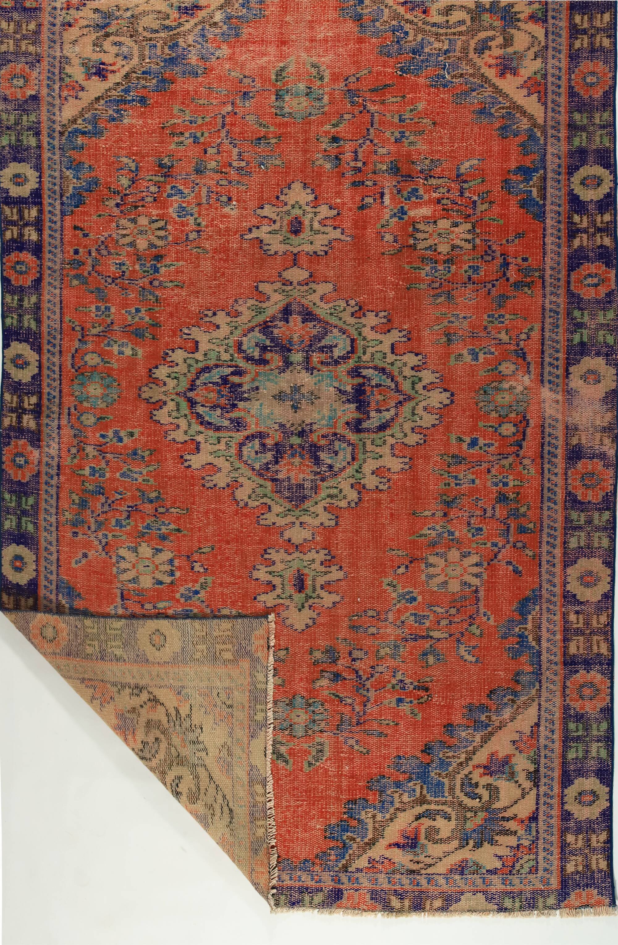 Anatolian handmade vintage rug 250 cm x 150 cm