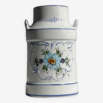 Hand painted earthenware milk jug vase