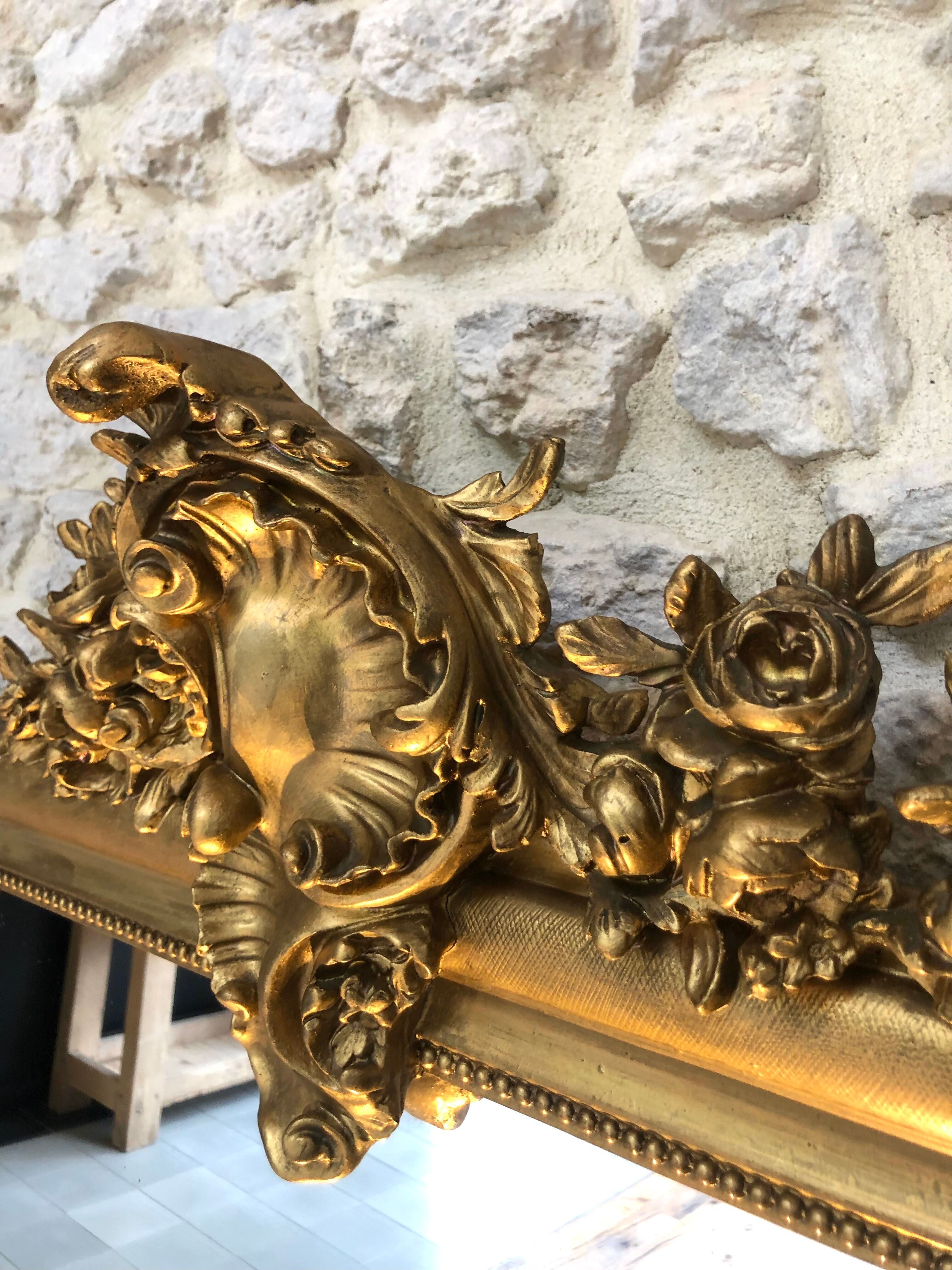 Louis-Philippe mirror with pediment late 19th century, 150x82.5cm