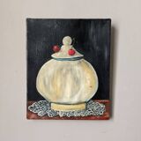 Small oil on canvas still life painting countryside style slow decoration