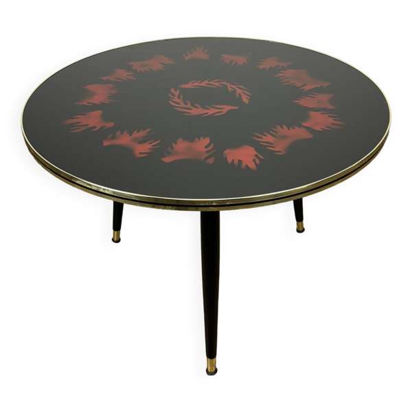 able cocktail tripode verre et bois années 50